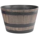 Ghiveci tip butoi Strend Pro Woodeff 52x32 cm, gri, efect lemn, UV stabil