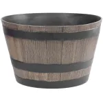 Ghiveci tip butoi Strend Pro Woodeff 52x32 cm, gri, efect lemn, UV stabil