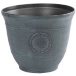 Ghiveci decorativ Strend Pro Garden, efect metalic, verde, 30x25 cm