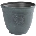 Ghiveci decorativ Strend Pro Garden, efect metalic, verde, 30x25 cm