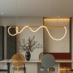 Lustră LED DIVINO 62W, tub silicon flexibil, lumină reglabilă 3K/4K/6K, auriu