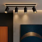 Lustra LED Ellen 46W cu proiector reglabil, 3 nuante, negru