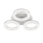 Lustră LED FREJA 50W cu telecomandă, dimabilă, 3 cercuri, alb cu cristale