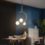 Lustră LOFT Atrium alb-auriu din metal, 3x G9, înălțime reglabilă, Ø60 cm