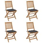 Scaune grădină pliabile cu perne, 4 buc., lemn masiv de acacia GartenMobel Dekor