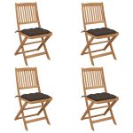 Scaune grădină pliabile cu perne, 4 buc., lemn masiv de acacia GartenMobel Dekor