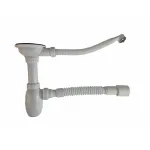 Sifon pentru chiuvetă cu preaplin B426 1 1/2, grilă inox și furtun flexibil