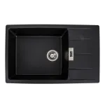 Chiuvetă de bucătărie din granit Elefant Premium Roma, negru metalic, 775x500 mm