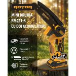 Fierastrau cu lant si acumulator ROTOR RMC21-8, 21V / 2Ah, Brushless , Ungere lanț ,