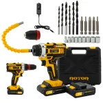 Trusă autofiletantă cu acumulator 21V ROTOR RCD21, brushless, 30 Nm, 2 baterii, set biți