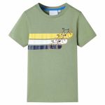 Tricou pentru copii cu mâneci scurte, kaki deschis, 128 GartenMobel Dekor