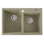 Chiuvetă de bucătărie din granit Elefant Premium Harmony, 2 cuve, nisip bej, 775x495 mm