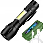 Lanternă LED din aluminiu cu zoom, acumulator și încărcare USB VARGO VL676