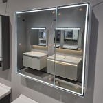 Dulap de baie LENTO cu oglindă LED 80x70 cm, gri, iluminare perimetrală și touch