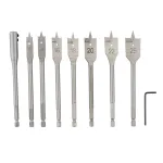 Set burghie plate pentru lemn Rotor RBP9, 9 piese 10–25 mm