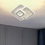 Lustră LED Kompacto 56W cu 3 pătrate, dimabilă, lumină rece/caldă/neutră, alb