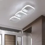 Lustră LED VERTEX 34W cu 3 pătrate, design liniar, lumină rece/caldă/neutră, alb