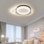 Lustră LED Nuvia 71W cu telecomandă, model Nor, dimabilă, negru