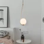 Lustră pendul LOFT Haven alb-auriu din metal, 1x E27, înălțime reglabilă