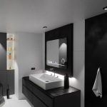 Oglindă LED baie 80x60 Harmonie MotionGlow Marcello, cu dezaburire, ceas și lupă