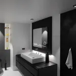 Oglindă LED baie 80x60 Harmonie MotionGlow Marcello, cu dezaburire, ceas și lupă