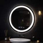 Oglindă LED rotundă 60 cm Celeste MotionGlow Marcello cu dezaburire, ceas și termometru