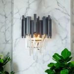 Aplica candelabru de perete BLOIS Piccolo cu cristale, 2xE14, negru