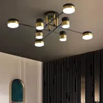 Lustră LED MARIO 32W cu telecomandă, 8 elemente, dimabilă, negru-auriu