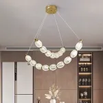 Lustră LED suspendată FAUSTO 48W, 3 culori lumină, dimabilă, înălțime reglabilă, auriu