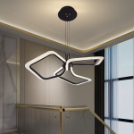 Lustră LED suspendată RIMINI 58W cu telecomandă, 3 pătrate, dimabilă, negru