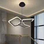 Lustră LED suspendată RIMINI 58W cu telecomandă, 3 pătrate, dimabilă, negru