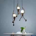 Lustră pendul modernă Funtasia cu figurine, 3xE27, înălțime reglabilă, negru