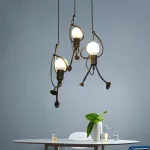 Lustră pendul modernă Funtasia cu figurine, 3xE27, înălțime reglabilă, negru