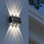 Aplică LED solară de exterior Solaris, 6 surse, lumină caldă, negru, IP65
