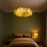 Candelabru LED din cristal Cadenza Allegro 40W, 48 cm, auriu, inaltime reglabila, 3 temperaturi