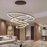 Lustră LED suspendată CASIANA 130W cu telecomandă, 4 cercuri, dimabilă, negru