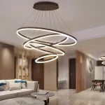 Lustră LED suspendată CASIANA 130W cu telecomandă, 4 cercuri, dimabilă, negru