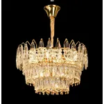 Candelabru din cristal auriu lucios CC6687, 9xE14, Ø50 cm, inaltime reglabila