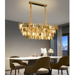 Candelabru Cristal VENARIA 12x E14, Diametru 80cm, Auriu Lucios, Inaltime Reglabil