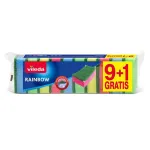 Bureți de vase Vileda Rainbow multicolori, set 9+1 gratis pentru bucătărie