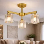 Lustră modernă aurie LC110/3GD cu cristal, 3x E27, pentru living