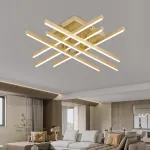 Lustră LED LINEX 81W cu telecomandă, dimabilă, 3000K/4000K/6000K, auriu
