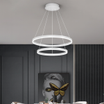 Lustră LED suspendată CASIANA 41W cu telecomandă, 2 cercuri, dimabilă, alb