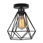 Lustră plafon GRACIE cu abajur diamant, negru mat, 1xE27, pentru hol/dressing