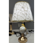 Veioza VZ211WH, 1x E27, Metal si Textil, Alb si Auriu