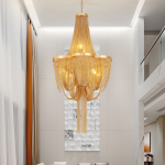 Candelabru auriu 4xE14 din metal, diametru 48 cm, pentru interior