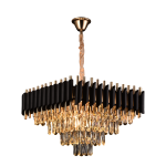 Candelabru cu cristal Versailles Nobile 5xE14, Ø38 cm, auriu-negru, inaltime reglabila