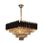 Candelabru cu cristal Versailles Nobile 5xE14, Ø38 cm, auriu-negru, inaltime reglabila