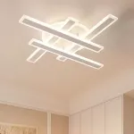 Lustră LED liniară 85W cu telecomandă, dimabilă, 3 temperaturi, alb