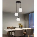 Lustră suspendată Monica LM530/3BK cu 3 becuri E27, negru, metal și sticlă